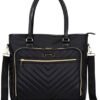 Kenneth Cole Reaction Chelsea Quilted Chevron 15" Laptop & Tablet Business Tote With Removeable Shoulder Strap, Black