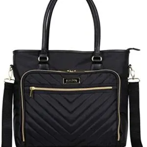 Kenneth Cole Reaction Chelsea Quilted Chevron 15" Laptop & Tablet Business Tote With Removeable Shoulder Strap, Black