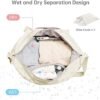 Gym Bag for Women, Sports Travel Duffel Bag with USB Charging Port, Weekender Overnight Bag with Wet Pocket and Shoes Compartment for Women Girls Travel, Gym, Yoga (Beige) - Image 4