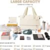 Gym Bag for Women, Sports Travel Duffel Bag with USB Charging Port, Weekender Overnight Bag with Wet Pocket and Shoes Compartment for Women Girls Travel, Gym, Yoga (Beige) - Image 2