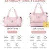 Large Travel Tote Bag, Waterproof Expandable Duffel Gym Tote Bag,Weekender Carry On Overnight Bags for Women with Trolley Sleeve Wet Pocket,travel duffel bags,Pink - Image 4