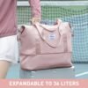 Large Travel Tote Bag, Waterproof Expandable Duffel Gym Tote Bag,Weekender Carry On Overnight Bags for Women with Trolley Sleeve Wet Pocket,travel duffel bags,Pink - Image 2