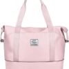 Large Travel Tote Bag, Waterproof Expandable Duffel Gym Tote Bag,Weekender Carry On Overnight Bags for Women with Trolley Sleeve Wet Pocket,travel duffel bags,Pink - Image 9