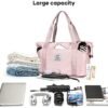 Large Travel Tote Bag, Waterproof Expandable Duffel Gym Tote Bag,Weekender Carry On Overnight Bags for Women with Trolley Sleeve Wet Pocket,travel duffel bags,Pink - Image 8