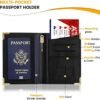 Grature Luggage Tag with Passport Holder Cover for Women Gift Set | Synthetic Vegan PU Leather Wallet Travel Accessories | Cruise Essentials (Black) - Image 3