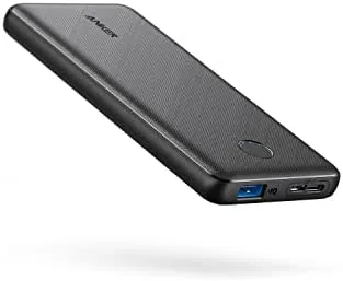 Anker Portable Charger, 313 Power Bank (PowerCore Slim 10K) 10000mAh Battery Pack with USB-C (Input Only) and High-Speed PowerIQ Charging Technology for iPhone, Samsung Galaxy, and More.