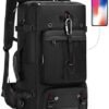 DBNAU Travel Backpack, 35-50L Expandable Carry on Backpack with Shoe Compartment and USB Charging Port, 17inch Laptop Backpack, Airline Approved Convertible Waterproof Durable Luggage Bag for Men