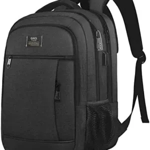 QINOL Travel Laptop Backpack Anti-Theft Work Bookbags With Usb Charging Port, Water Resistant 15.6 Inch College Computer Bag for Men Women, Black
