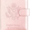 TOURSUIT RFID Passport and Vaccine Card Holder Combo, Travel Document Holder Case Cover, Leather Travel Passport Wallet Organizer Women with Vax Vaccination Card Protector Slot (Rose Gold)