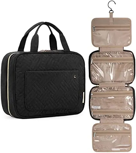 BAGSMART Toiletry Bag Travel Bag with Hanging Hook, Water-resistant Makeup Cosmetic Bag Travel Organizer for Accessories, Shampoo, Full Sized Container, Toiletries