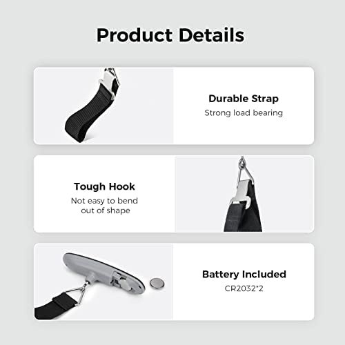 pack all Luggage Scale, Digital Handheld Luggage Scale, Baggage Scale, Travel Weight Scale for Luggage with Backlit LCD Display, 88 Lbs, Battery Included, Black - Image 7