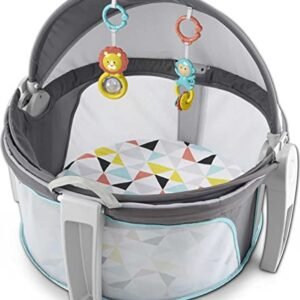 Fisher-Price Portable Bassinet and Play Space On-The-Go Baby Dome with Developmental Toys and Canopy, Windmill