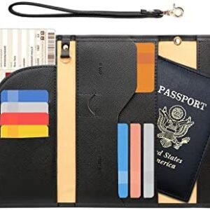 ZOPPEN Passport Holder Travel Wallet (Ver.5) for Women Rfid Blocking Multi-purpose Passport Cover Case Document Organizer Wrist Strap