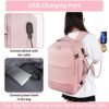 Travel Backpack for Women, Carry On Backpack with USB Charging Port & Shoe Pouch, TSA 15.6inch Laptop Backpack Flight Approved, College School Bag Casual Daypack for Weekender Business Hiking, Pink - Image 2