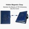 RSAquar Passport Holder for Women and Men, Premium PU Leather Travel Passport Wallet RFID Blocking Passport Cover Travel Documents Organizer with Pen Holder, Blue - Image 4