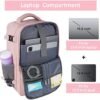 Travel Backpack for Women, Carry On Backpack with USB Charging Port & Shoe Pouch, TSA 15.6inch Laptop Backpack Flight Approved, College School Bag Casual Daypack for Weekender Business Hiking, Pink - Image 3