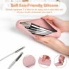 FERYES Travel Makeup Brush Holder, Silicon Trendy and Portable Cosmetic Face Brushes Holder, Soft and Sleek Makeup Tools Organizer for Travel-Pink… - Image 3