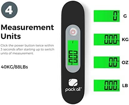 pack all Luggage Scale, Digital Handheld Luggage Scale, Baggage Scale, Travel Weight Scale for Luggage with Backlit LCD Display, 88 Lbs, Battery Included, Black - Image 2