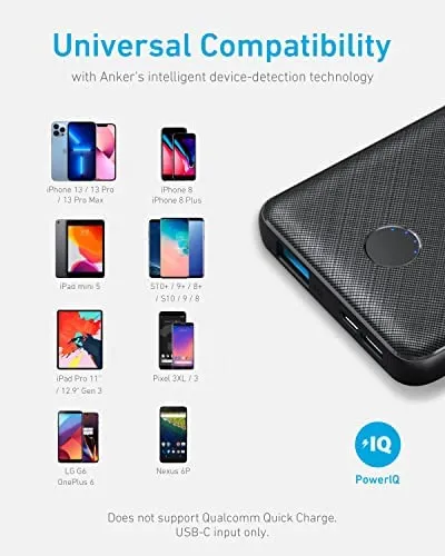 Anker Portable Charger, 313 Power Bank (PowerCore Slim 10K) 10000mAh Battery Pack with USB-C (Input Only) and High-Speed PowerIQ Charging Technology for iPhone, Samsung Galaxy, and More. - Image 6