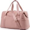 Weekender Bags for Women, BAGSMART Duffle Bag for Travel Duffel Bags, Carry on Overnight Bag,Gym Bag with Trolley Sleeve,USB Charging Port, Dark Pink