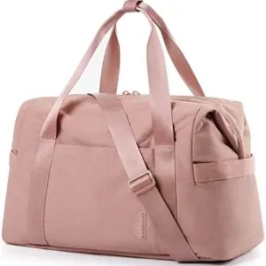 Weekender Bags for Women, BAGSMART Duffle Bag for Travel Duffel Bags, Carry on Overnight Bag,Gym Bag with Trolley Sleeve,USB Charging Port, Dark Pink
