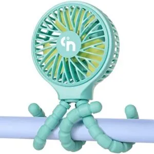 WiHoo Stroller Fan Battery Operated,Portable Fan Car Seat Baby Fan with Flexible Tripod,3 Speeds Rechargeable Clip on Fan,USB Mini Small Personal Fan for Crib Treadmill Camping and Travel (Blue)