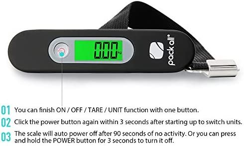 pack all Luggage Scale, Digital Handheld Luggage Scale, Baggage Scale, Travel Weight Scale for Luggage with Backlit LCD Display, 88 Lbs, Battery Included, Black - Image 8