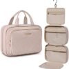 BAGSMART Toiletry Bag Hanging Travel Makeup Organizer with TSA Approved Transparent Cosmetic Bag Makeup Bag for Full Sized Toiletries (Baby Pink-Basic, Medium)