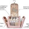BAGSMART Toiletry Bag for Women, Travel Toiletry Organizer with hanging hook, Water-resistant Cosmetic Makeup Bag Travel Organizer for Shampoo, Full Sized Container, Toiletries, Pink - Image 5