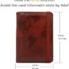 kandouren RFID Blocking Passport Holder Cover Case,travel luggage passport wallet made with Brown Map Crazy Horse PU Leather for Men & Women - Image 4