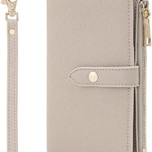 Lychii Passport Holder Cover, PU Leather Travel Wallet Case with RFID Blocking, Travel Documents Organizer for Passport, Business Cards, Credit Cards, Boarding Passes, Grey