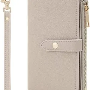 Lychii Passport Holder Cover, PU Leather Travel Wallet Case with RFID Blocking, Travel Documents Organizer for Passport, Business Cards, Credit Cards, Boarding Passes, Grey