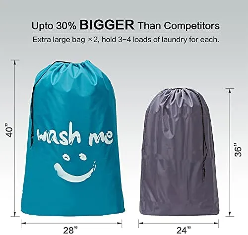 HOMEST 2 Pack XL Wash Me Travel Laundry Bag, Dirty Clothes Organizer, Large Enough to Hold 4 Loads of Laundry, Easy Fit a Laundry Hamper or Basket - Image 4