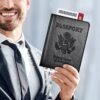 Passport and Vaccine Card Holder Combo, Passport Holder with Vaccine Card Slot, Passport Wallet, Passport Cover, Passport Case, Passport Holder for Women and Men（AA-Black） - Image 6