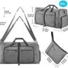Travel Duffle Bag for Men, 65L Foldable Travel Duffel Bag with Shoes Compartment Overnight Bag for Men Women Waterproof & Tear Resistant (Gray) - Image 2