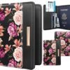 Passport Holder Cover Travel RFID Blocking Passport Cover Rose Gold Cute Flowers Passport Wallet with Elastic Band for Women - Image 2