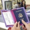 2Pack Passport Holder, Passport and Vaccine Card Holder Combo, Passport Holder with Vaccine Card Slot, Passport Wallet, Passport Cover, Passport Case, Passport Holder for Women Men (C-Sky Blue+Purple) - Image 3