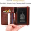 kandouren RFID Blocking Passport Holder Cover Case,travel luggage passport wallet made with Brown Map Crazy Horse PU Leather for Men & Women - Image 2