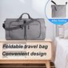 Travel Duffle Bag for Men, 65L Foldable Travel Duffel Bag with Shoes Compartment Overnight Bag for Men Women Waterproof & Tear Resistant (Gray) - Image 8