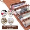 Makeup Bag Travel Cosmetic Bag, Roll Up Travel Toiletry Bag for Women, Makeup Travel bag, Travel Makeup Organizer Hangable, 4 Removable Storage Bags, Waterproof, Bathroom Accessories (Khaki) - Image 7