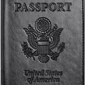 Passport and Vaccine Card Holder Combo, Passport Holder with Vaccine Card Slot, Passport Wallet, Passport Cover, Passport Case, Passport Holder for Women and Men（AA-Black）
