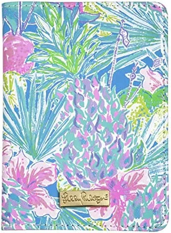Lilly Pulitzer Vegan Leather Passport Holder, Cute Passport Cover, Travel Wallet with Credit Card Slots, Swizzle In