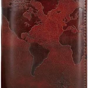 kandouren RFID Blocking Passport Holder Cover Case,travel luggage passport wallet made with Brown Map Crazy Horse PU Leather for Men & Women