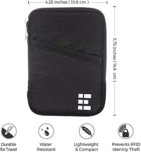 Zero Grid Passport Wallet - Travel Document Holder w/RFID Blocking - Image 5