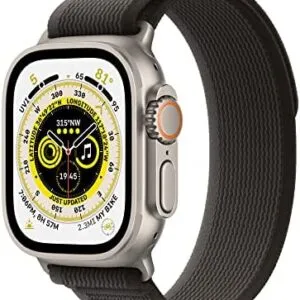 Apple Watch Ultra [GPS + Cellular 49mm] Smart Watch w/Rugged Titanium Case & Black/Gray Trail Loop S/M. Fitness Tracker, Precision GPS, Action Button, Extra-Long Battery Life, Brighter Retina Display