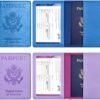 2Pack Passport Holder, Passport and Vaccine Card Holder Combo, Passport Holder with Vaccine Card Slot, Passport Wallet, Passport Cover, Passport Case, Passport Holder for Women Men (C-Sky Blue+Purple) - Image 2
