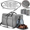 Travel Duffle Bag for Men, 65L Foldable Travel Duffel Bag with Shoes Compartment Overnight Bag for Men Women Waterproof & Tear Resistant (Gray) - Image 3