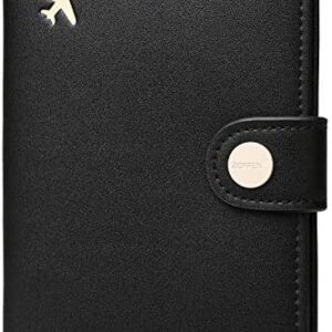 ZOPPEN Passport and Vaccine Card Holder Combo, Passport Holder with Vaccine Card Slot, Passport Wallet Cover Case Travel Essentials Document Organizer, Rfid Blocking Travel Wallet Womens/Men, Black