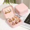 GOTDYA PU Leather Small Travel Jewelry Case,Portable Jewelry Box with Zipper for Organized and Storing Jewelry,Light Pink - Image 2