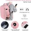 Beraliy Large Travel Backpack for Women, Airline Approved Carry On Backpack,17'' Laptop Backpack, Waterproof Personal Item Bag Durable Outdoor Daypack for College Weekender Business Hiking, Pink - Image 4
